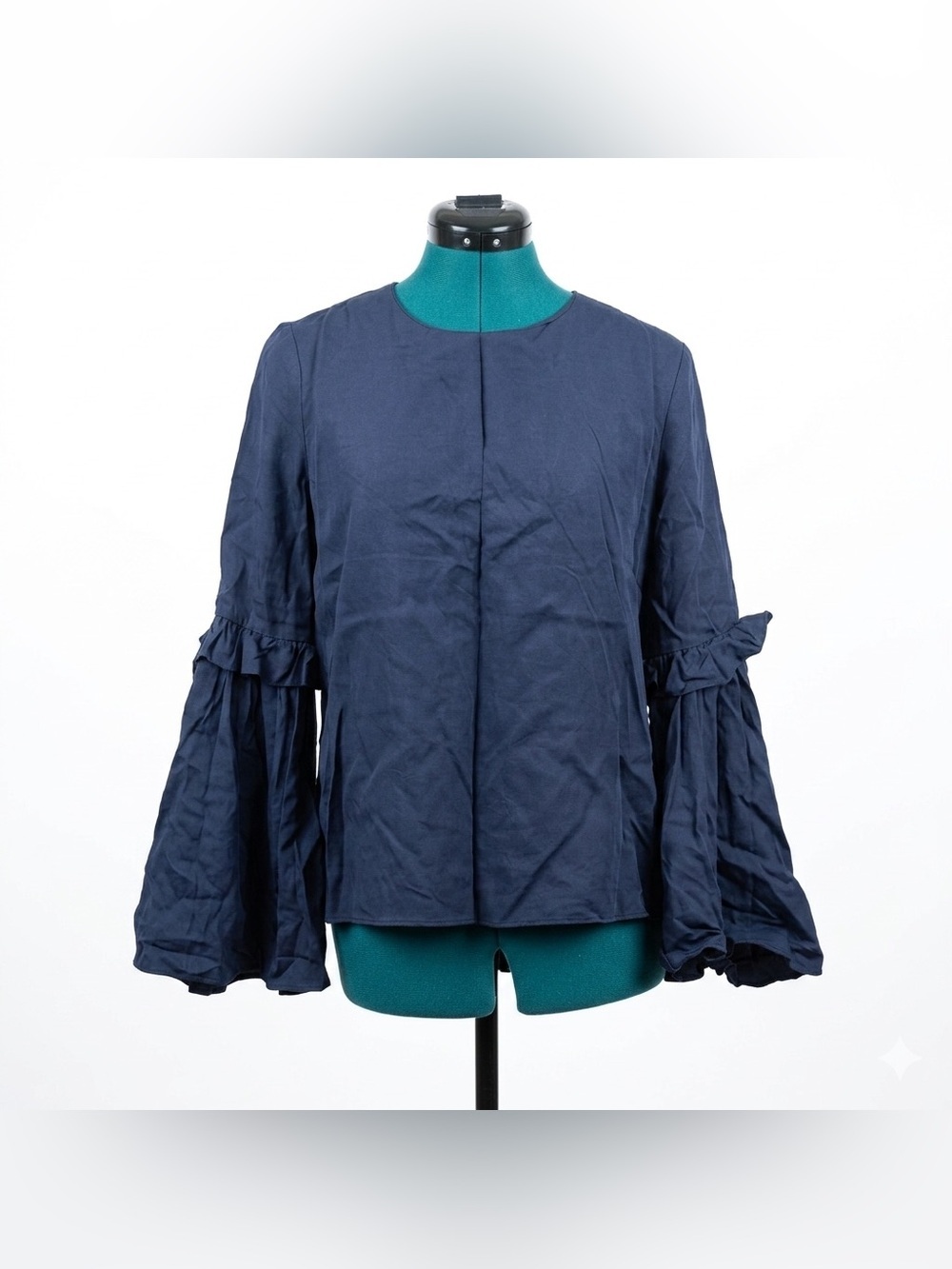 J.O.A. Navy Satin-Trim Blouse